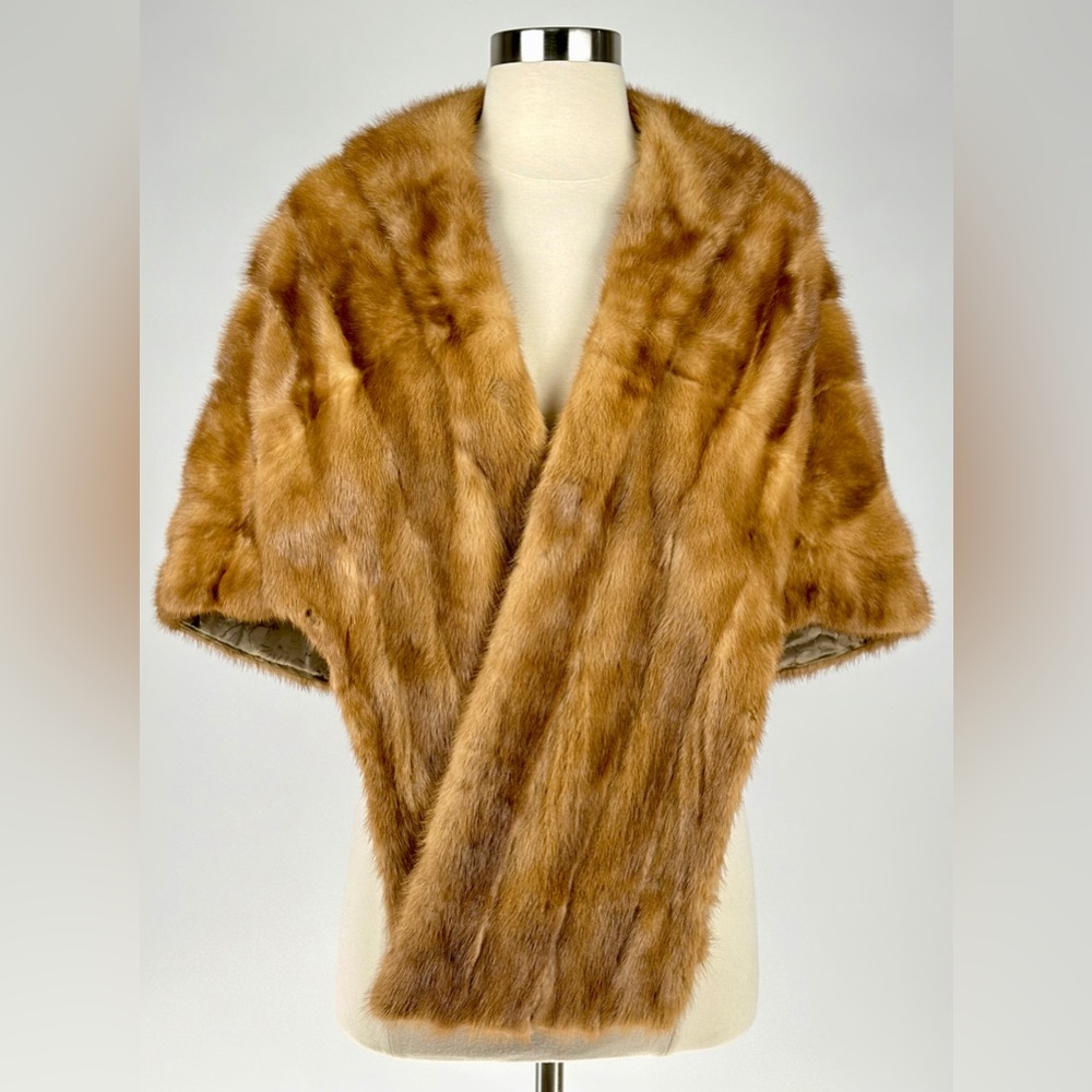 Vtg '50s Bullock’s Pasadena Women’s Mink Fur Stole Wrap Silk Lined Luxury OS